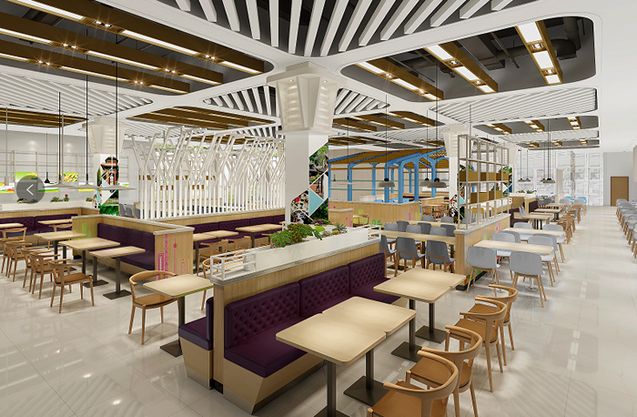 成都華為工廠餐廳-大廳設(shè)計(jì)效果圖