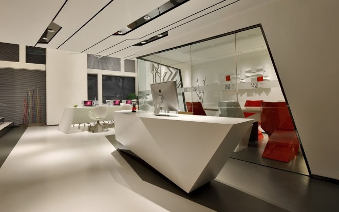 高端網(wǎng)絡科技辦公室-前臺裝修設計效果圖