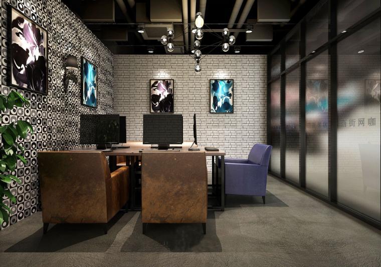 復(fù)古網(wǎng)咖競(jìng)技區(qū)裝修設(shè)計(jì)效果圖 