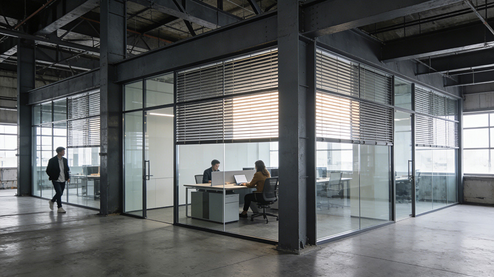 鋼結(jié)構(gòu)廠房內(nèi)辦公隔墻圖5